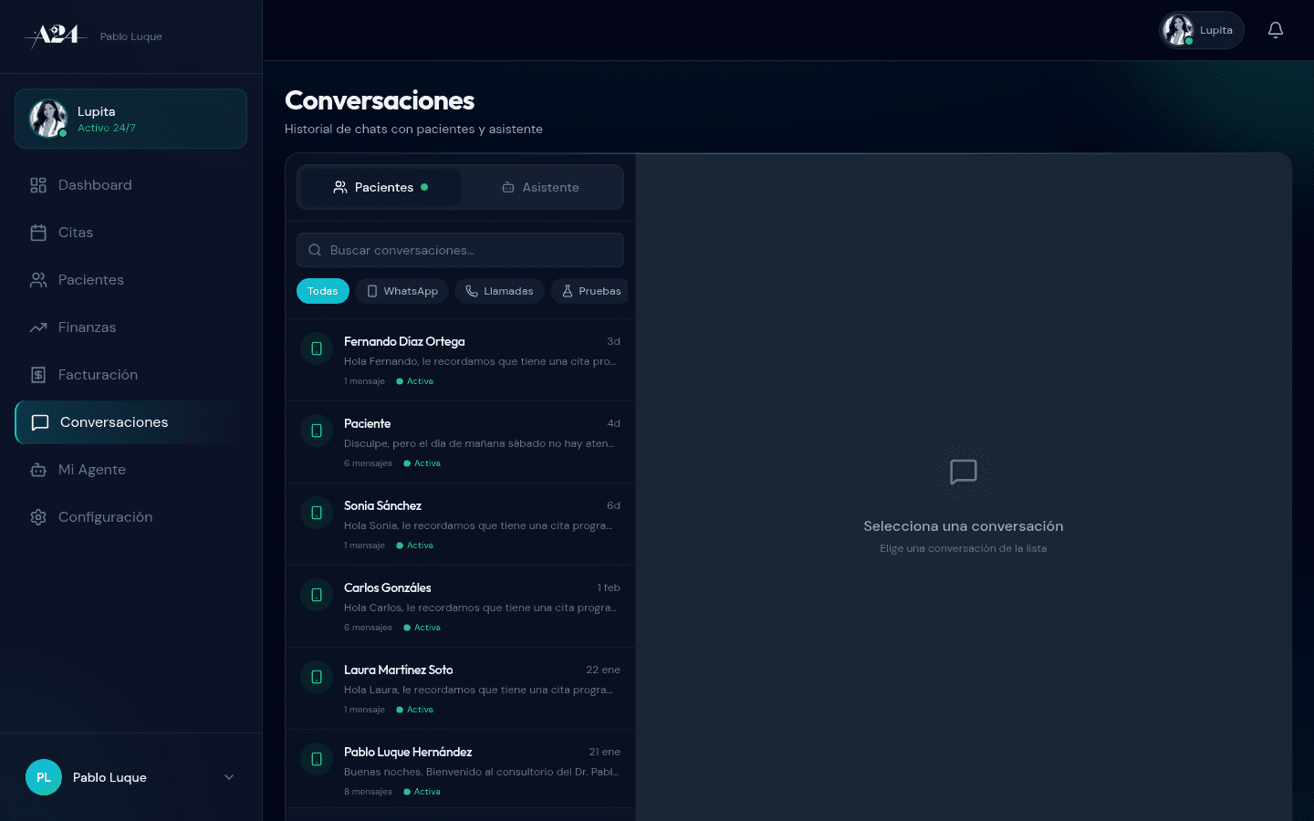 Conversaciones con recordatorios automáticos