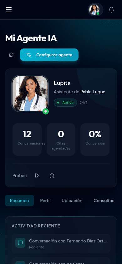 Configuración del agente en celular