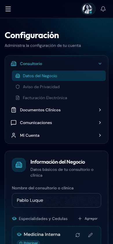 Configuración en celular
